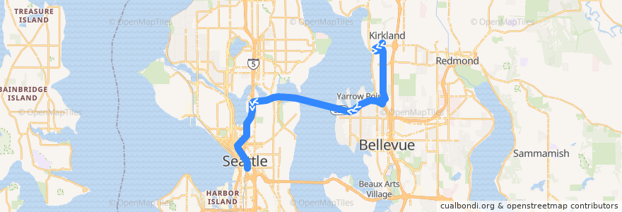 Mapa del recorrido Route 255: Downtown Seattle de la línea  en King County.