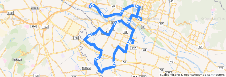 Mapa del recorrido 足利市生活路線バス山辺線（左回り） de la línea  en 足利市.