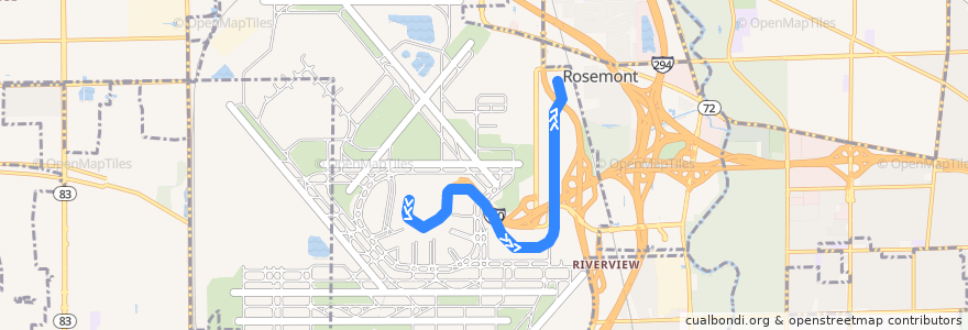 Mapa del recorrido ATS T1 to MMF de la línea  en Chicago.