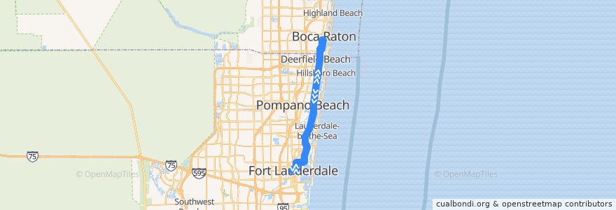 Mapa del recorrido BCT 10 de la línea  en Broward County.