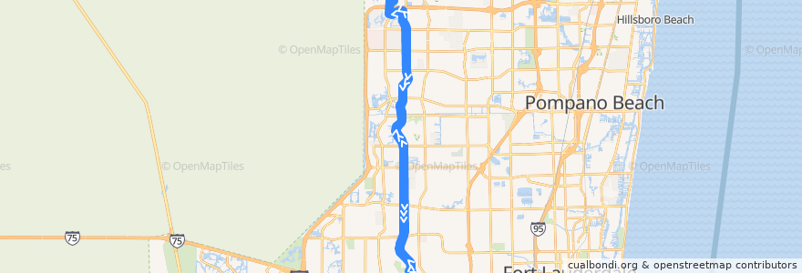 Mapa del recorrido BCT 88 de la línea  en Broward County.