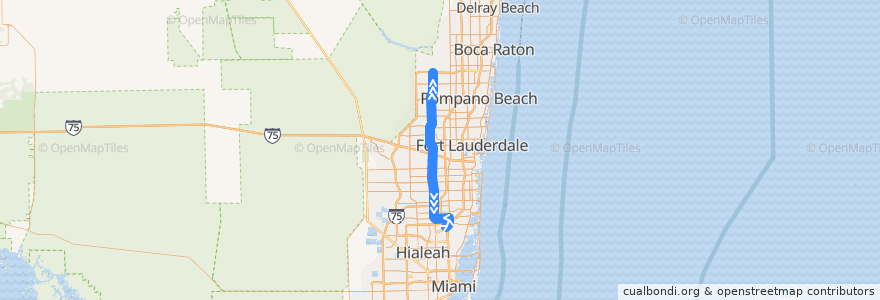 Mapa del recorrido BCT 102 University Breeze de la línea  en Флорида.
