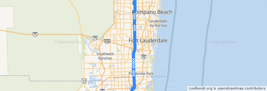 Mapa del recorrido BCT 441 441 Breeze de la línea  en Broward County.