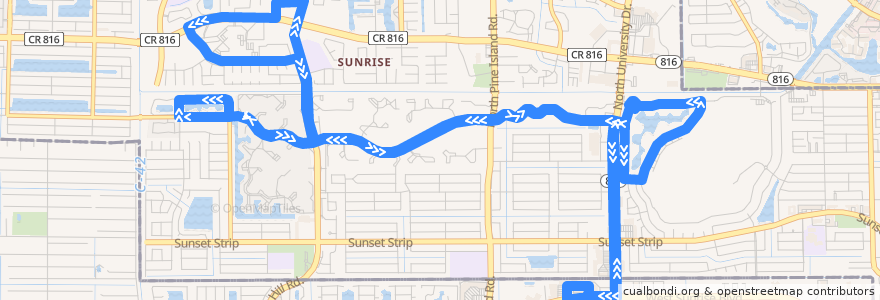 Mapa del recorrido BCT 56 Shuttle de la línea  en Sunrise.
