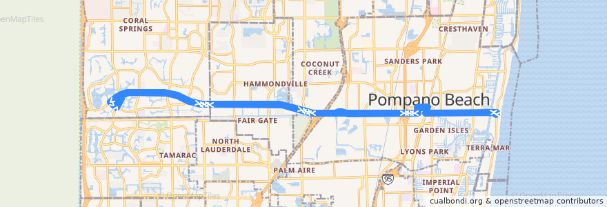 Mapa del recorrido BCT 42 de la línea  en Broward County.