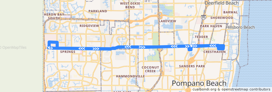 Mapa del recorrido BCT 34 de la línea  en Broward County.