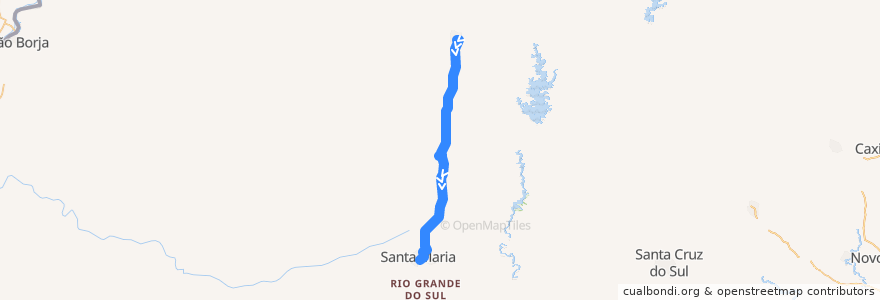 Mapa del recorrido Cruz Alta → Santa Maria de la línea  en ريو غراندي دو سول.