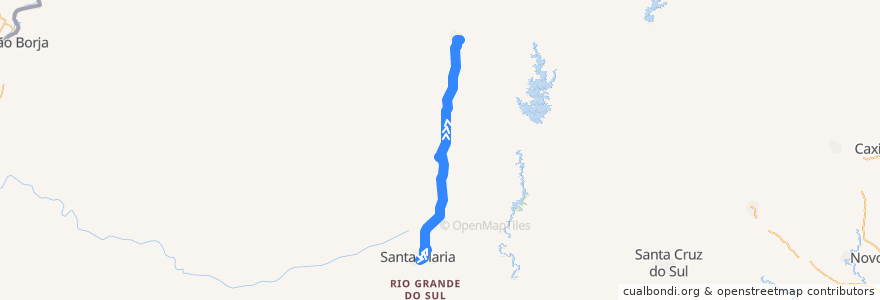 Mapa del recorrido Santa Maria → Cruz Alta de la línea  en Rio Grande do Sul.