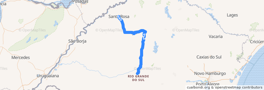 Mapa del recorrido Santa Rosa → Santa Maria via RS-344 e Cruz Alta de la línea  en リオグランデ・ド・スル.