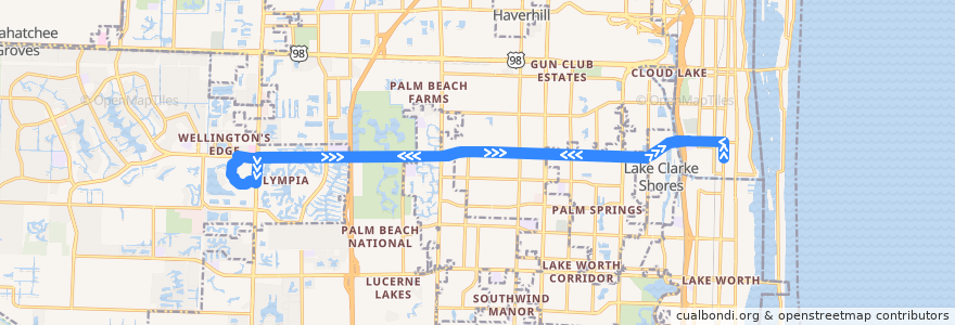 Mapa del recorrido Palm Tran 46 de la línea  en Palm Beach County.