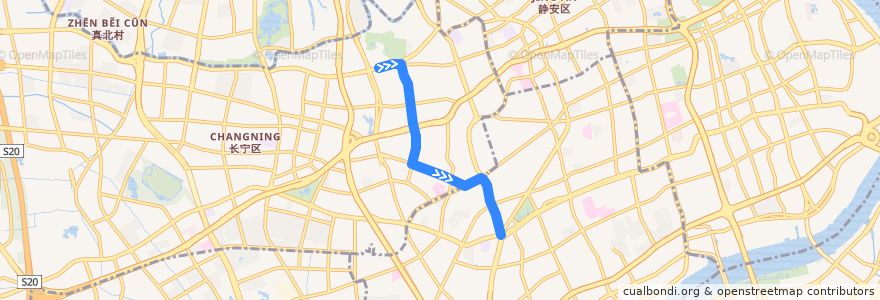 Mapa del recorrido 946路 中山公园地铁站-万源路平阳路 de la línea  en Shanghai.