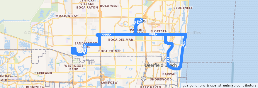Mapa del recorrido Palm Tran 92 de la línea  en Palm Beach County.