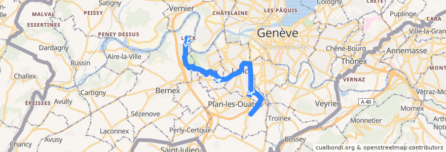 Mapa del recorrido Bus 43: Loëx-Hôpital → Bellins de la línea  en Genève.