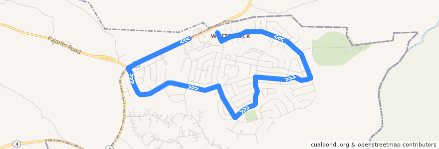 Mapa del recorrido Route 2M: White Rock via Main Hill Road Inbound Last Trip de la línea  en Los Alamos County.