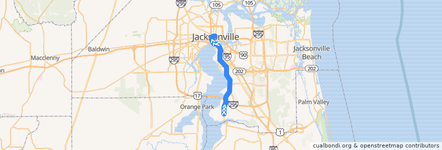 Mapa del recorrido JTA 17 St. Augustine Road/San Jose (northbound) de la línea  en ジャクソンビル.