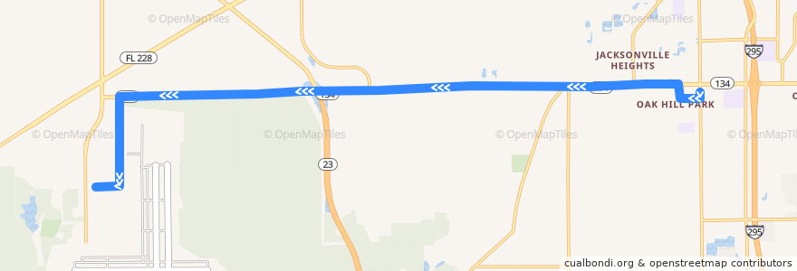 Mapa del recorrido JTA 30 Cecil/103rd (westbound) de la línea  en Jacksonville.