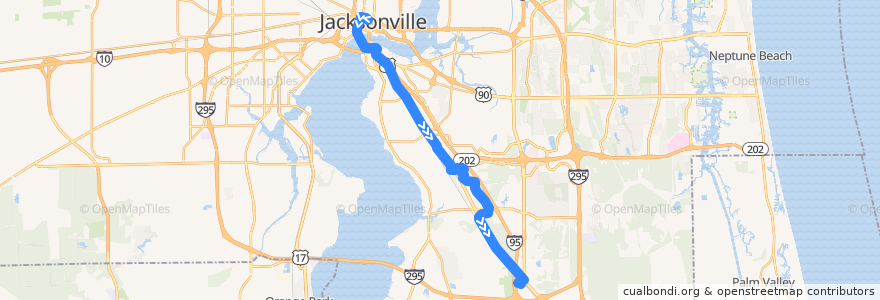 Mapa del recorrido JTA 27 Philips Highway/Avenues (southbound) de la línea  en Jacksonville.