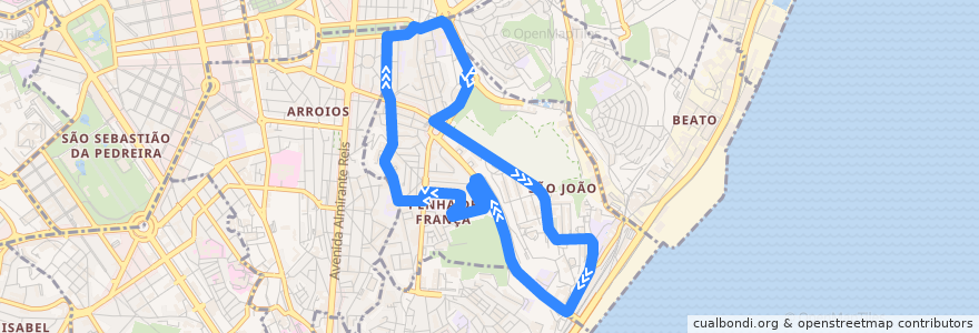 Mapa del recorrido Bus 37B: Cruz da Pedra de la línea  en Lisbon.