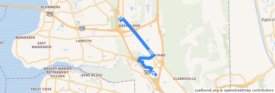 Mapa del recorrido JTA 84 Philips/Gran Bay (southbound) de la línea  en 잭슨빌.