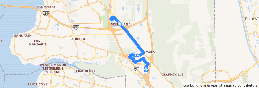 Mapa del recorrido JTA 84 Philips/Gran Bay (northbound) de la línea  en ジャクソンビル.