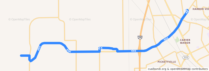 Mapa del recorrido JTA 83 Soutel/Pritchard (westbound) de la línea  en ジャクソンビル.