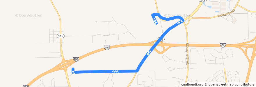 Mapa del recorrido JTA 82 Amazon Shuttle (southbound) de la línea  en 杰克逊维尔/傑克遜維爾.