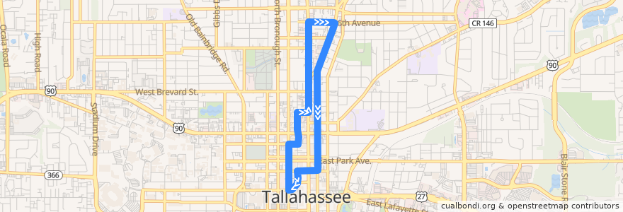 Mapa del recorrido StarMetro Lunchtime Midtown Trolley de la línea  en Таллахасси.