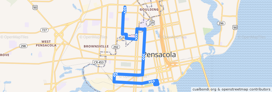 Mapa del recorrido ECAT 48 Baptist Hospital/MC Blanchard de la línea  en Pensacola.