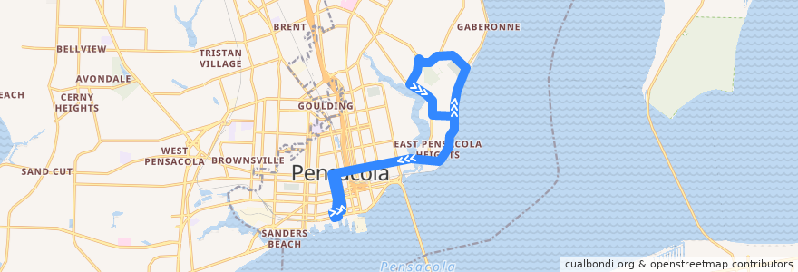 Mapa del recorrido ECAT 41 East Pensacola Heights de la línea  en Pensacola.