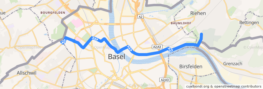 Mapa del recorrido Bus 31: Bachgraben => Friedhof am Hörnli de la línea  en Basel.