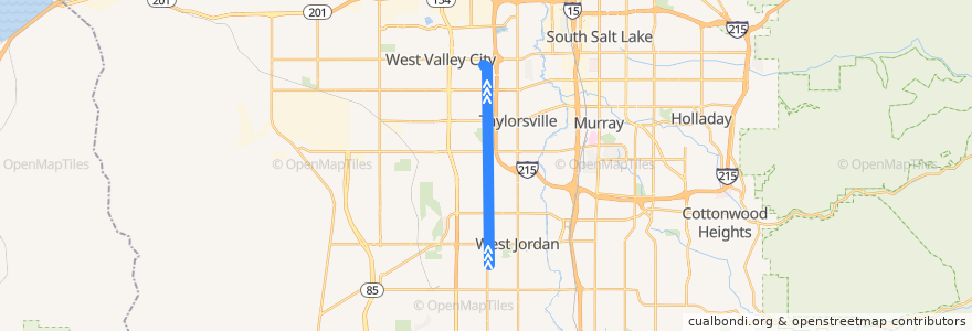 Mapa del recorrido UTA Route 227 2700 West (to West Valley Central Station) de la línea  en Salt Lake County.