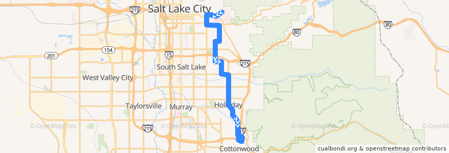 Mapa del recorrido UTA Route 223 2300 East/Holladay Boulevard (to Cottonwood Corporate Center) de la línea  en Salt Lake County.