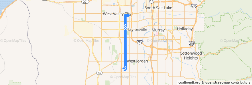 Mapa del recorrido UTA Route 232 3200 West (to West Valley Central Station) de la línea  en Salt Lake County.