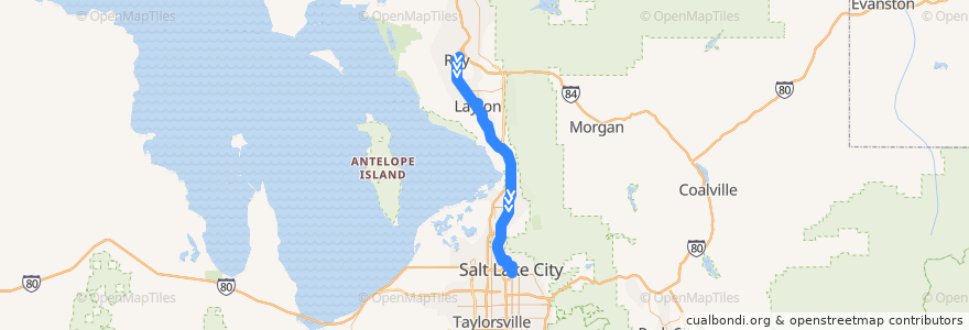 Mapa del recorrido UTA Route 472 Riverdale to Salt Lake Express (to Salt Lake) de la línea  en 犹他州 / 猶他州.