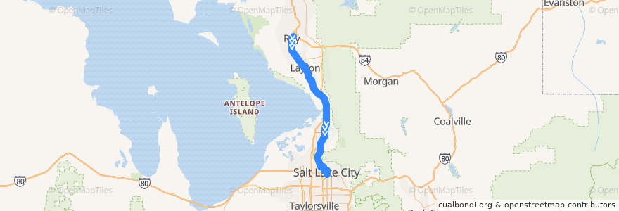 Mapa del recorrido UTA Route 472 Riverdale to Salt Lake Express (to Salt Lake) de la línea  en Utah.