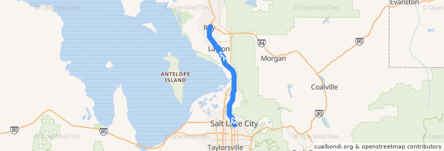 Mapa del recorrido UTA Route 472 Riverdale to Salt Lake Express (to Riverdale Park and Ride) de la línea  en Davis County.