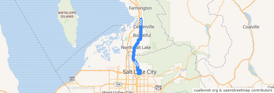 Mapa del recorrido UTA Route 471 Centerville (to Downtown SLC) de la línea  en Utah.