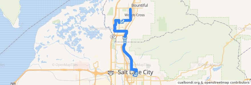 Mapa del recorrido UTA Route 460 Woods Cross (to Woods Cross) de la línea  en 犹他州 / 猶他州.