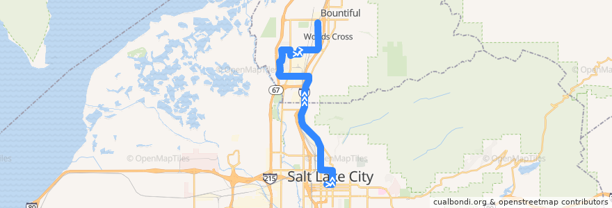 Mapa del recorrido UTA Route 460 Woods Cross (to Woods Cross) de la línea  en Utah.