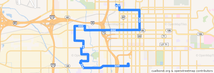 Mapa del recorrido UTA Route 516 Poplar Grove/Glendale (to Ballpark Station) de la línea  en Salt Lake City.