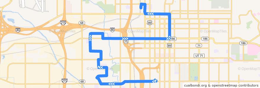 Mapa del recorrido UTA Route 516 Poplar Grove/Glendale (to North Temple Station) de la línea  en Salt Lake City.