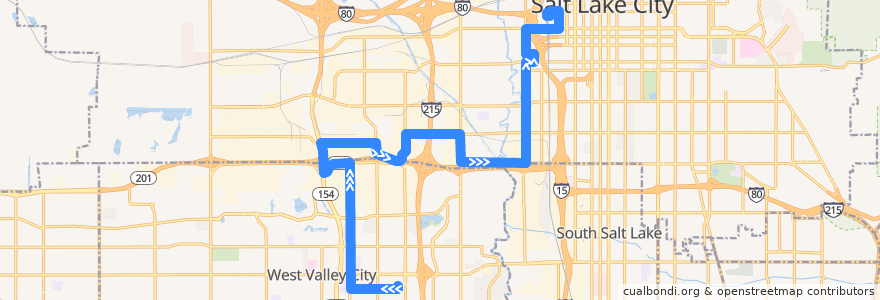 Mapa del recorrido UTA Route 509 900 West Shuttle (to Salt Lake Central Station) de la línea  en Salt Lake County.