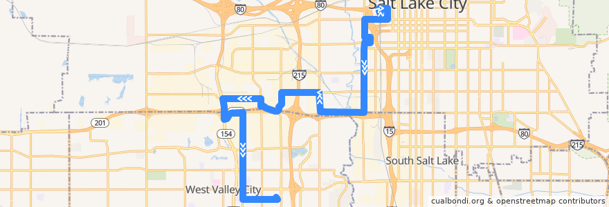 Mapa del recorrido UTA Route 509 900 West Shuttle (to West Valley Central Station) de la línea  en Salt Lake County.