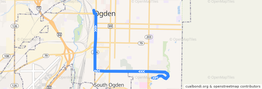 Mapa del recorrido UTA Route 650 Ogden Station/WSU Ogden Campus Fast Bus (to Ogden Station) de la línea  en Weber County.