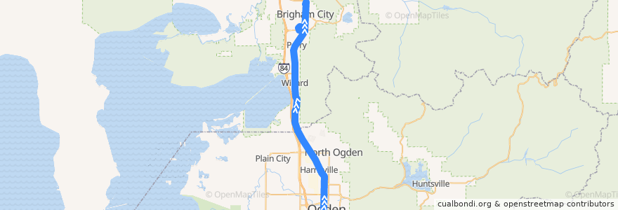 Mapa del recorrido UTA Route 630 Brigham City/Ogden (to Brigham City) de la línea  en Utah.