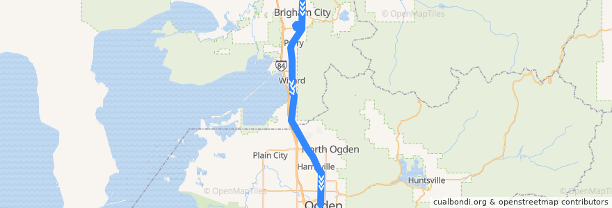 Mapa del recorrido UTA Route 630 Brigham City/Ogden (to Ogden) de la línea  en 유타 주.