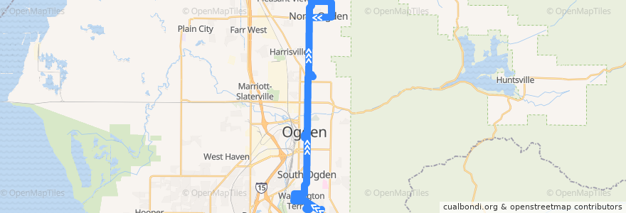 Mapa del recorrido UTA Route 612 North-South Washington Boulevard (to North Ogden) de la línea  en Weber County.