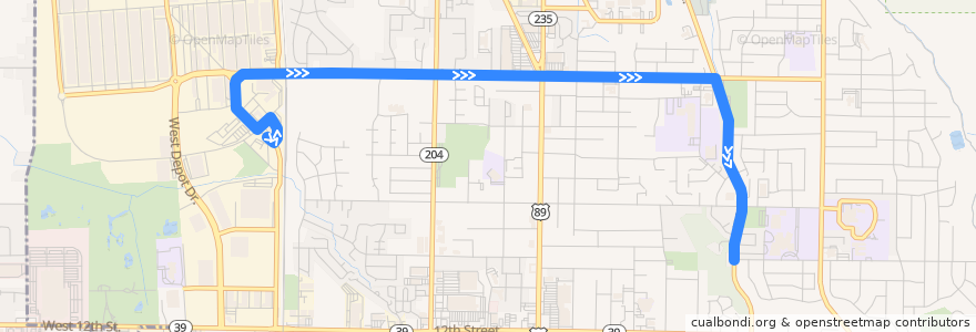 Mapa del recorrido UTA Route 608 2nd Street/DTSI (to Wide Horizons) de la línea  en Ogden.
