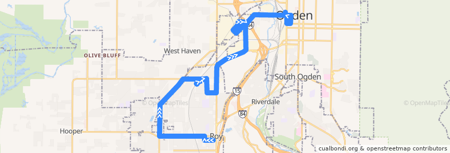 Mapa del recorrido UTA Route 604 West Ogden/Roy (to Ogden Station) de la línea  en Weber County.