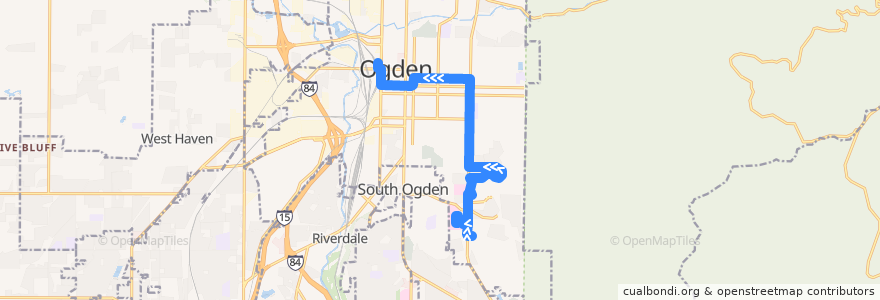 Mapa del recorrido UTA Route 603 Weber State University (to Ogden Station from Ogden Clinic, Sunday) de la línea  en Ogden.